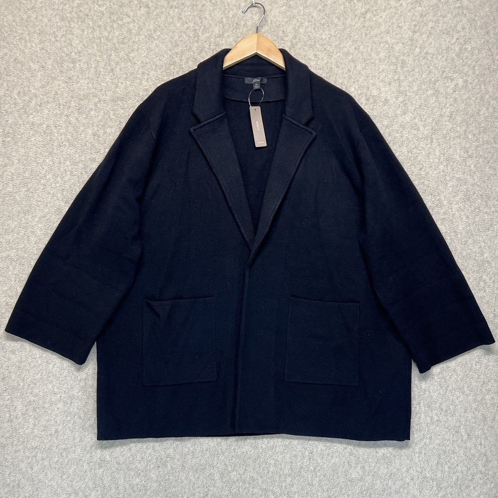 J.Crew Women's Sweater Blazer Jacket Black‎ Open Front Size 3X NWT